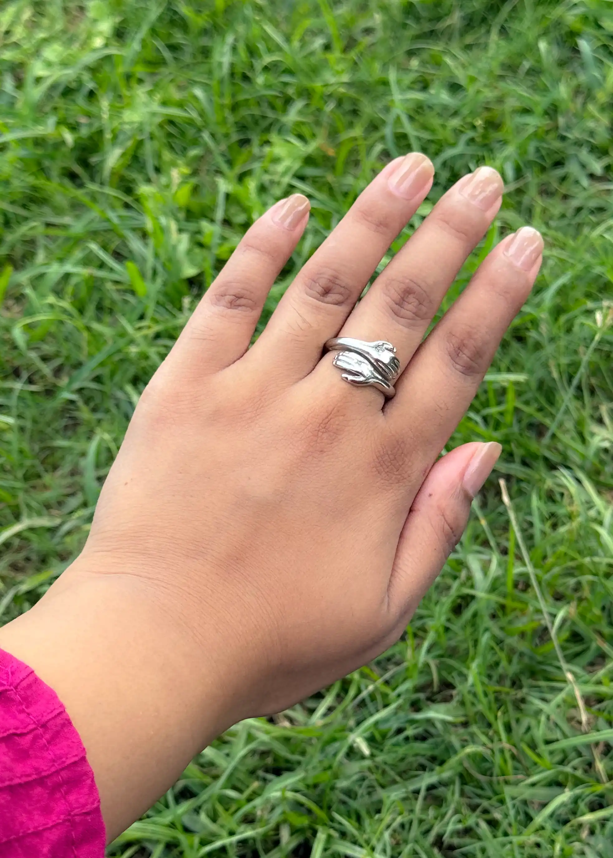 Stainless Steel Hug and Heart Finger Rings| Free Size| Set of 2 Image
