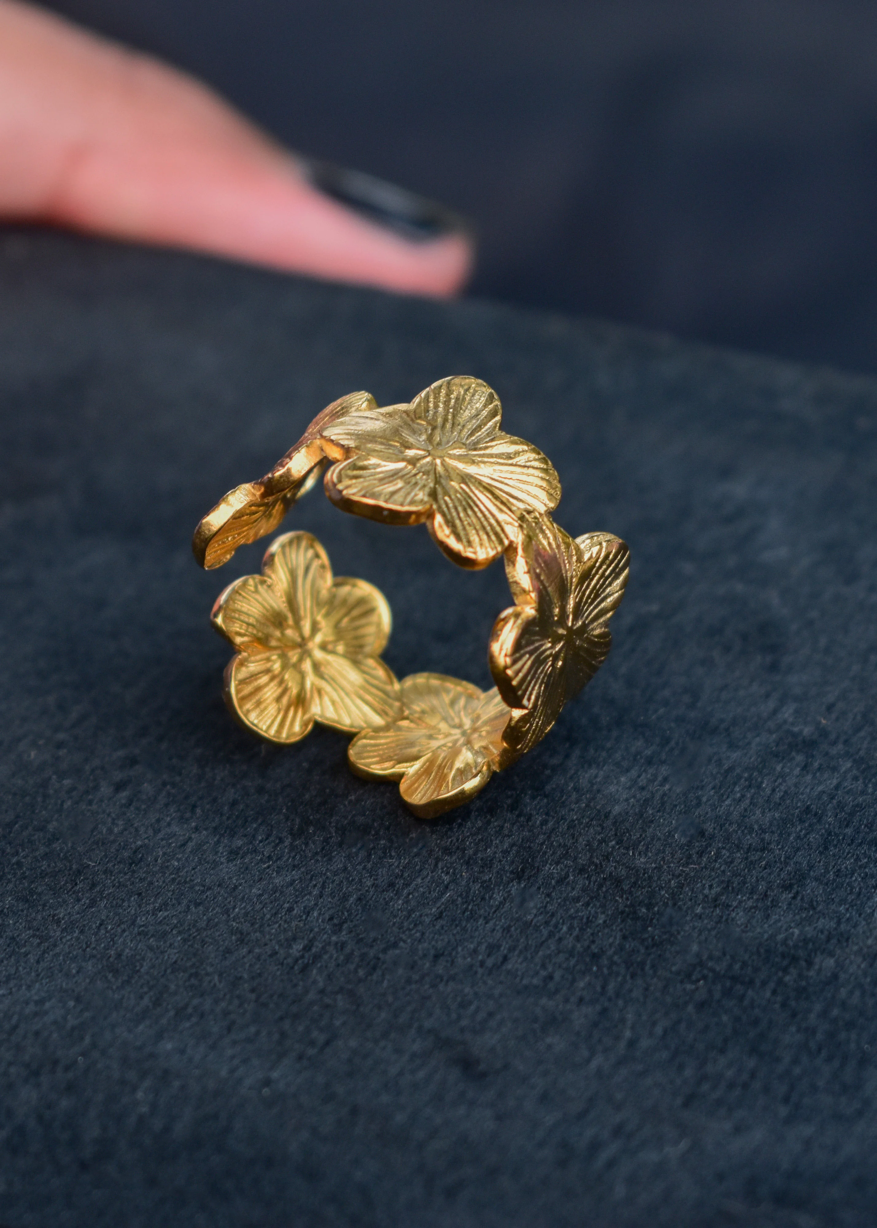 Floral Ring| Anti Tarnish| Golden Color| Western Style Image