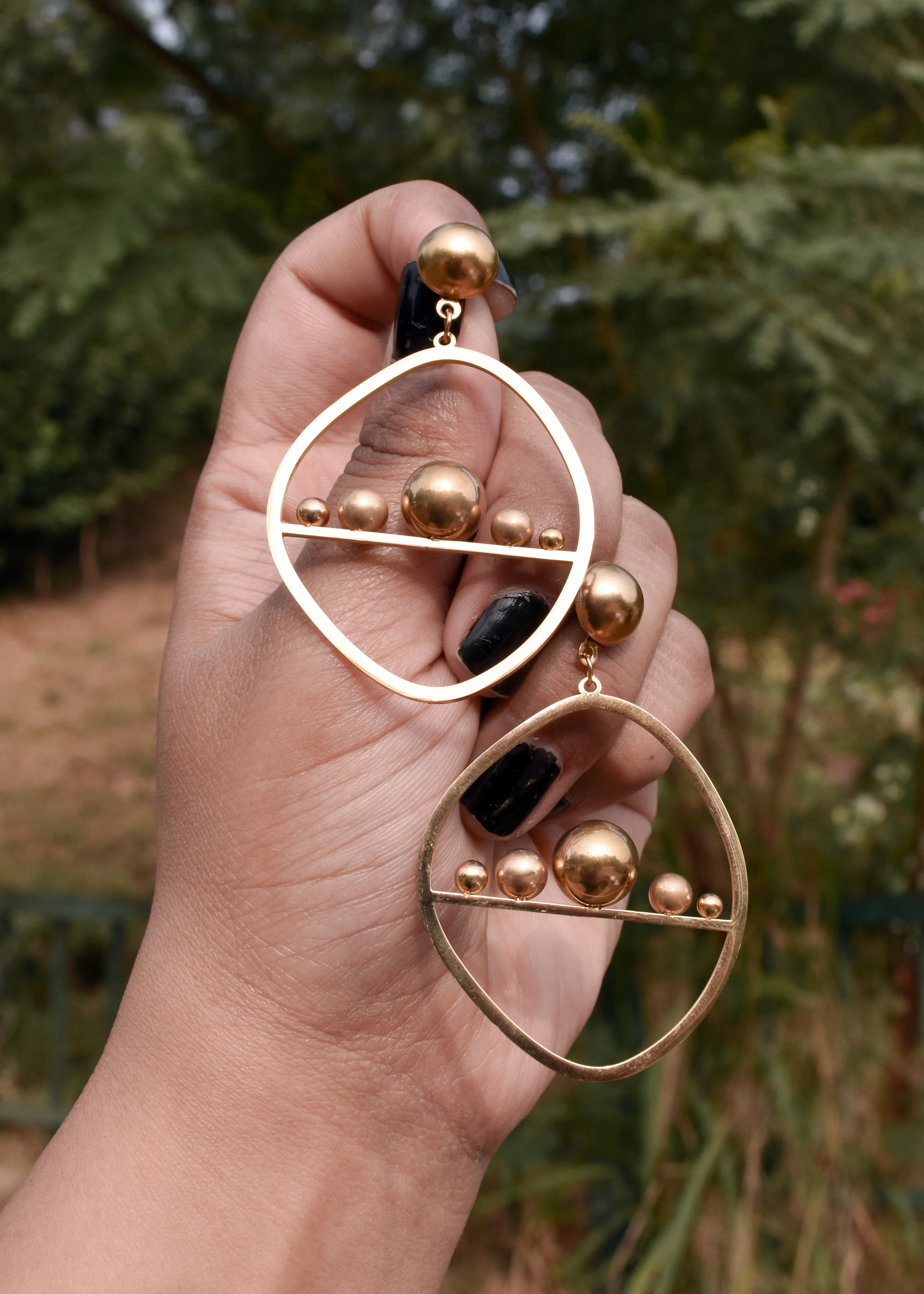 Golden Ball Earrings| Anti-Tarnish - Hover Image