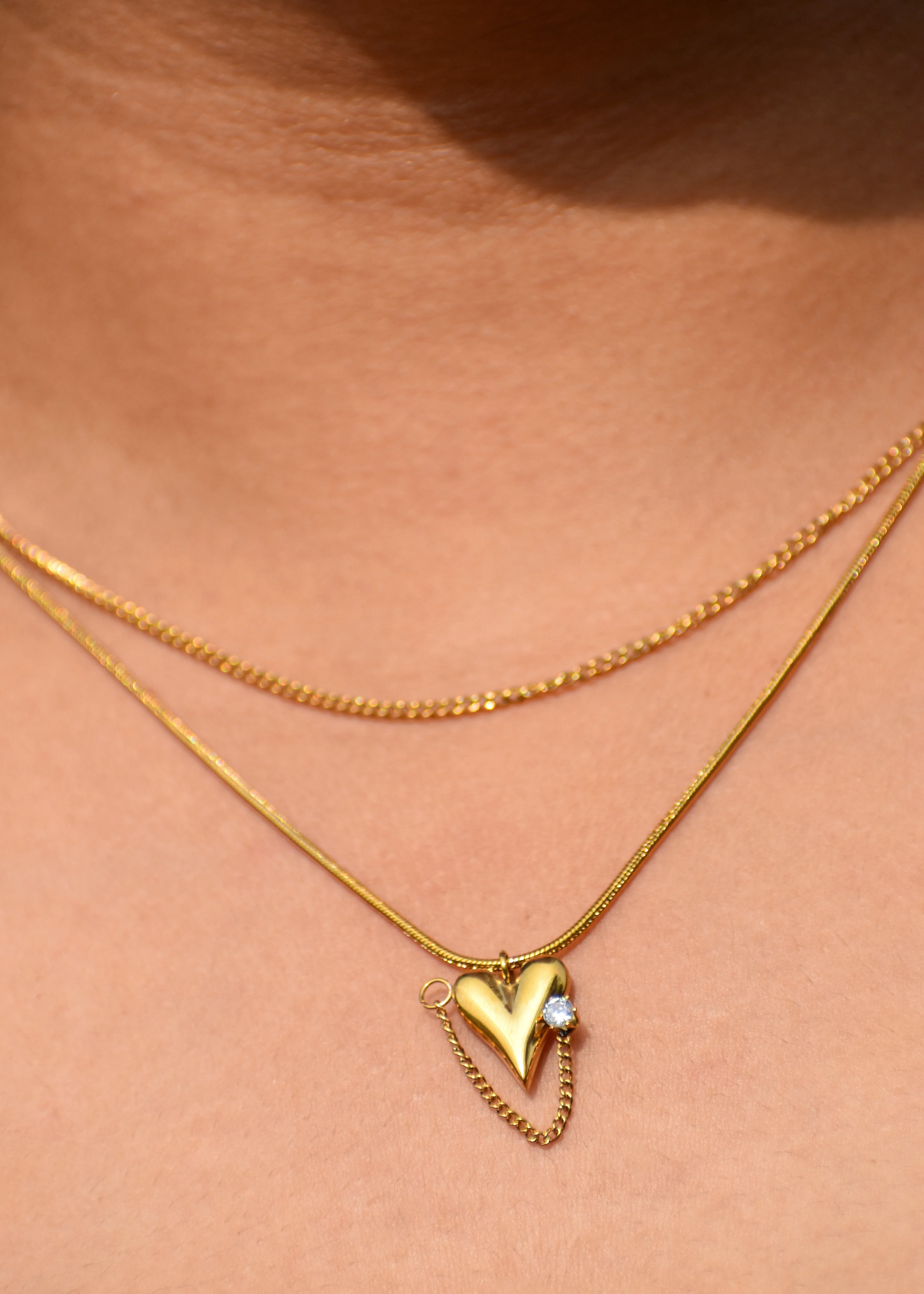 Hanging Heart Pendant Set with Ring and Earrings| Anti-Tarnish| Golden Color Image