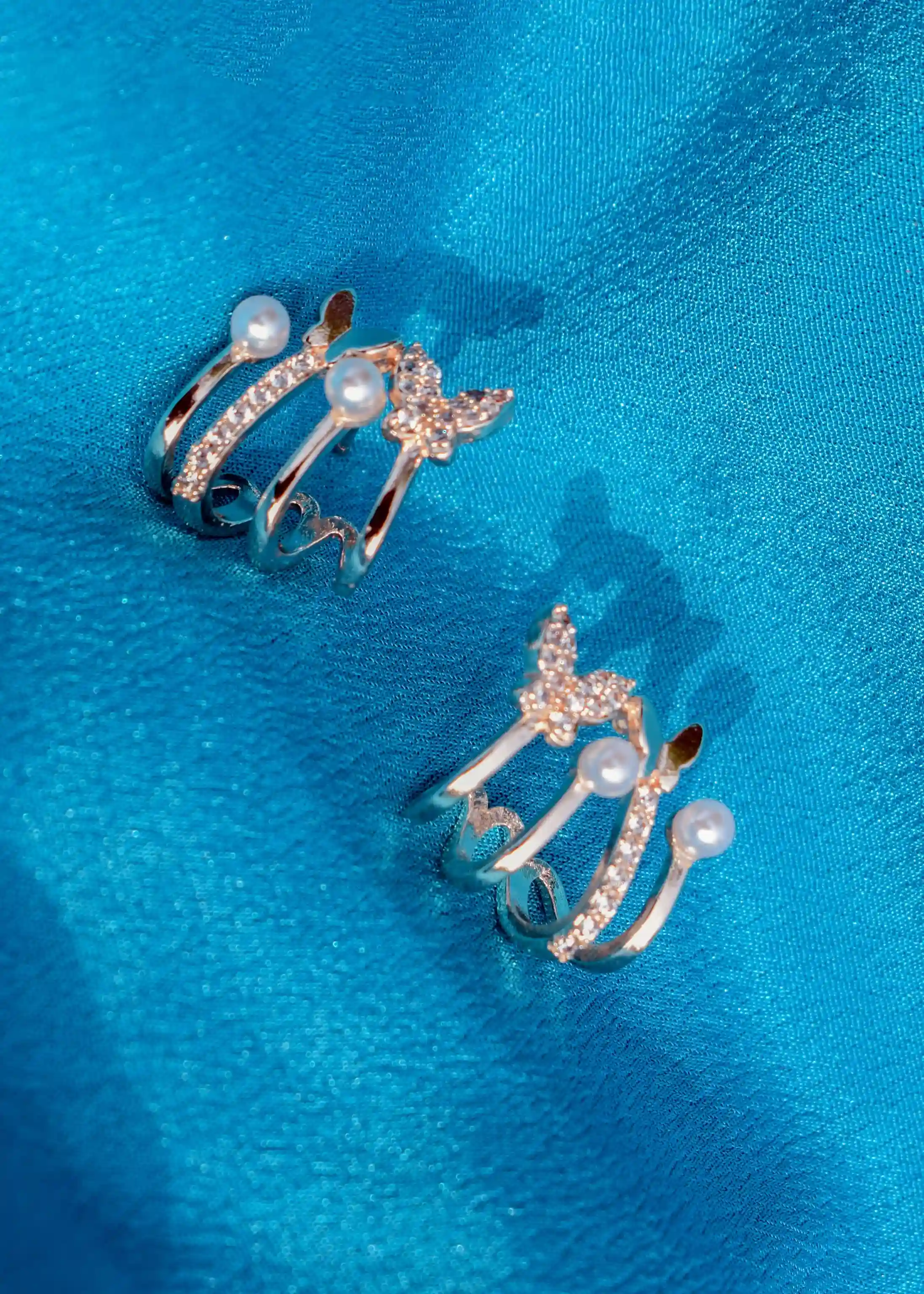 Pearl Butterfly Studs| Rose Gold Image