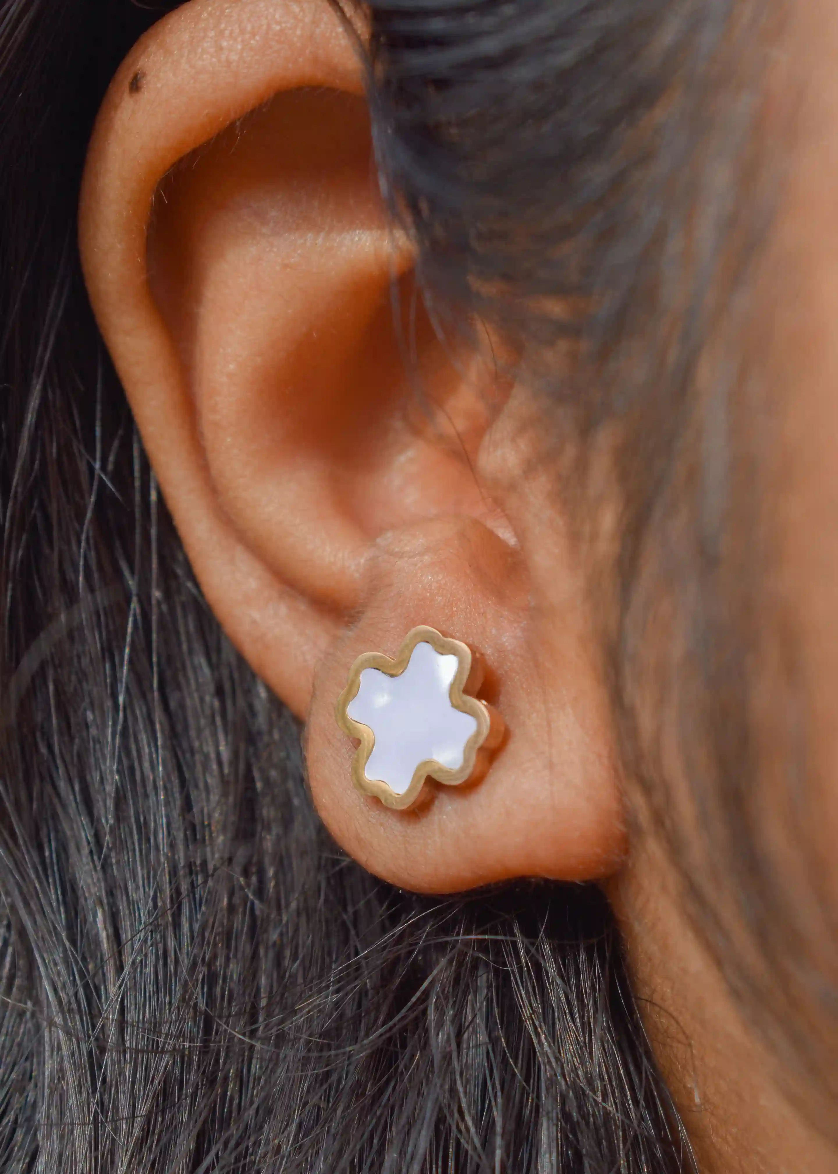 Luck Leaf Studs| Set of Three Cross-Shaped Studs - Hover Image