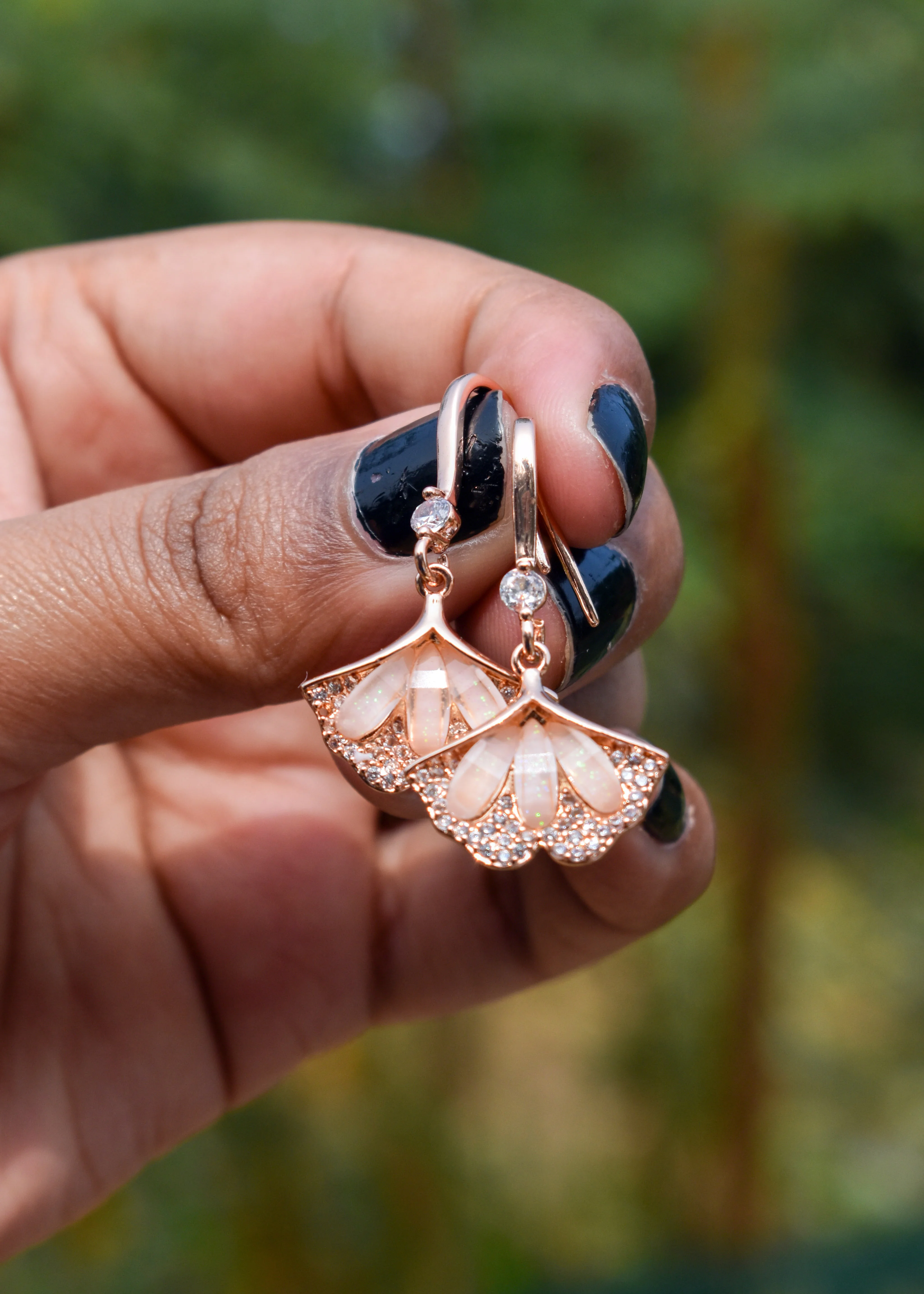 Half Flower Earring| Rose Gold Image