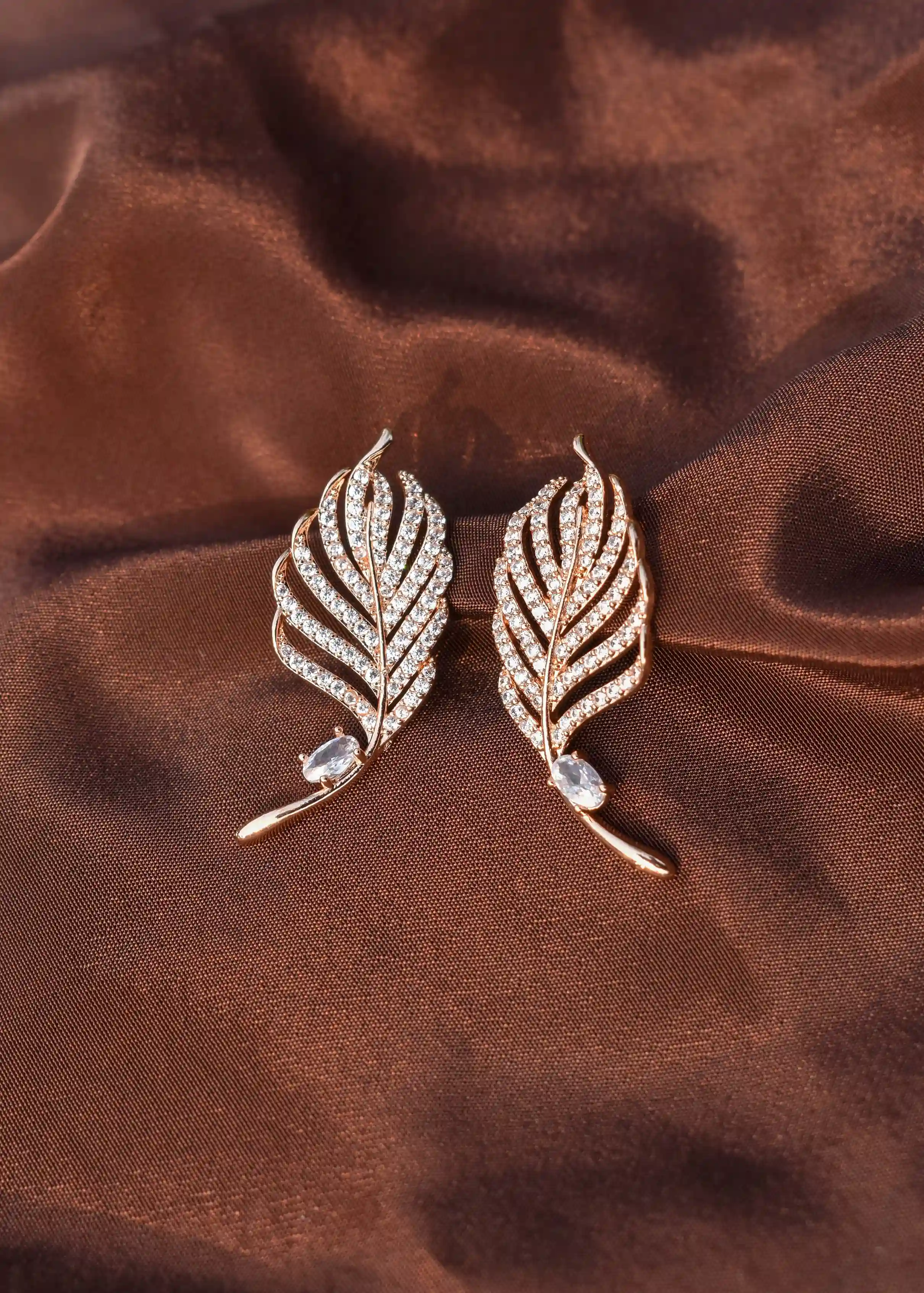 Leafy Earring| Rose Gold - Hover Image