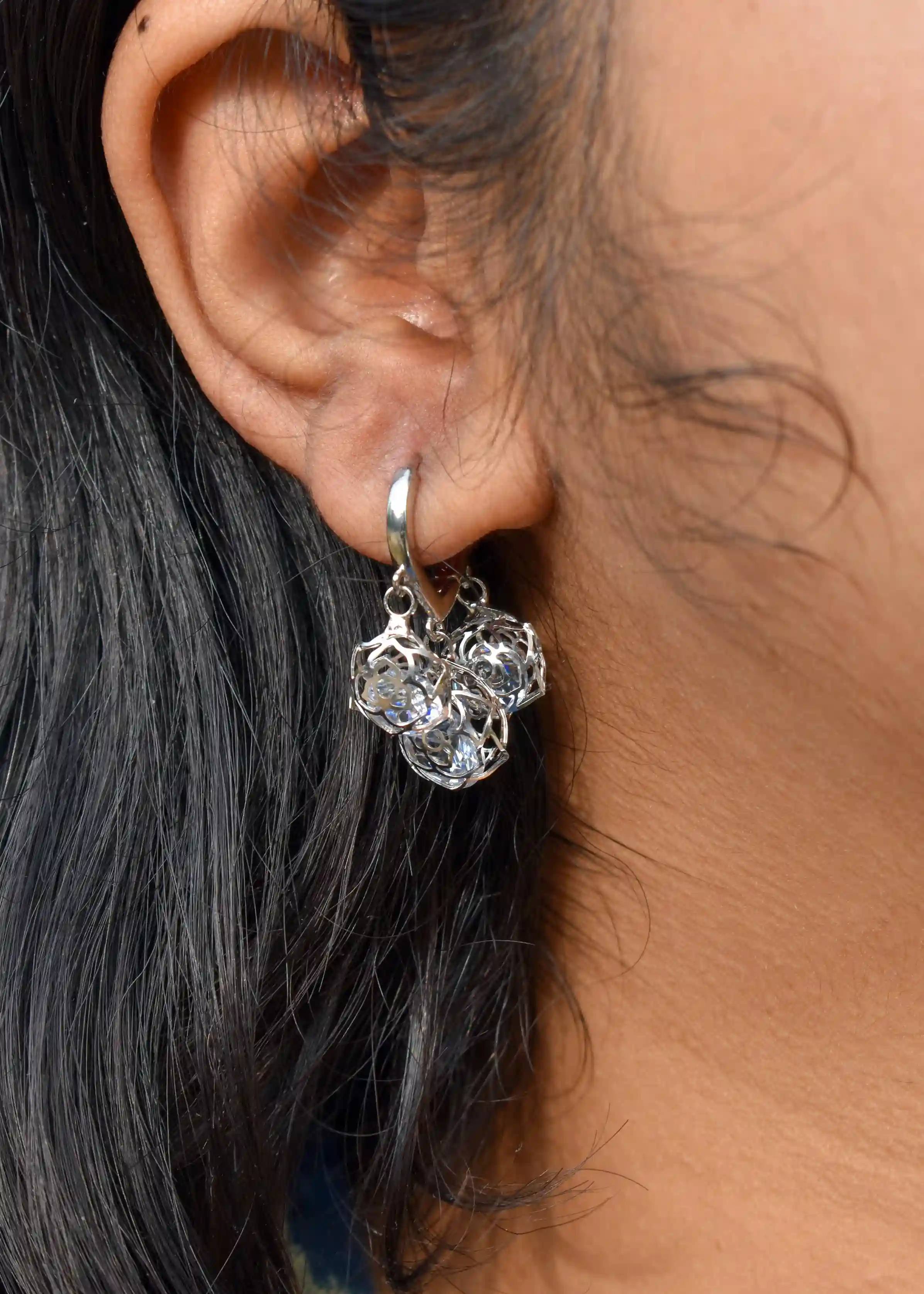 Caged Crystal Drop Earrings - Hover Image