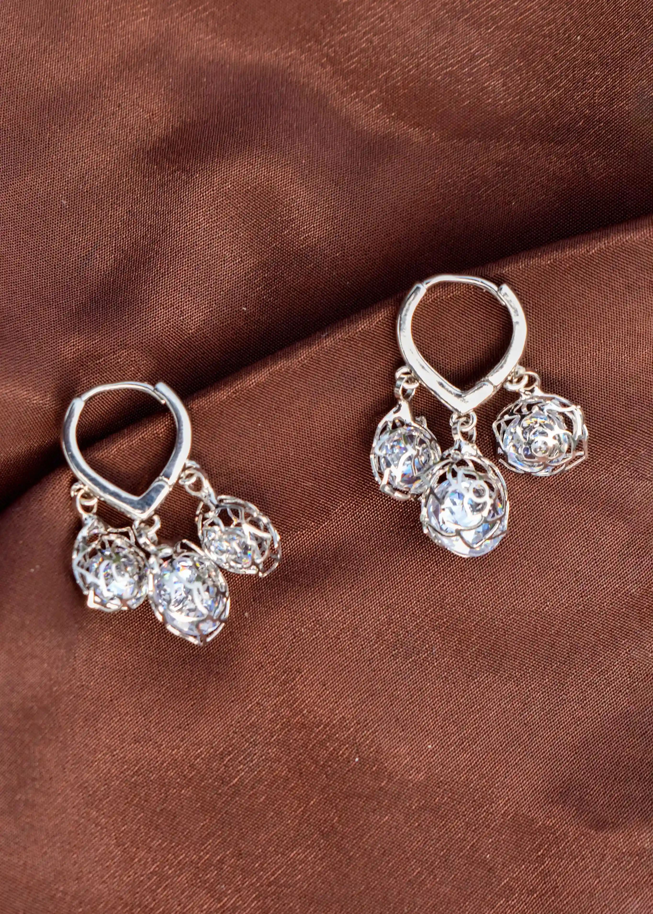 Caged Crystal Drop Earrings Image