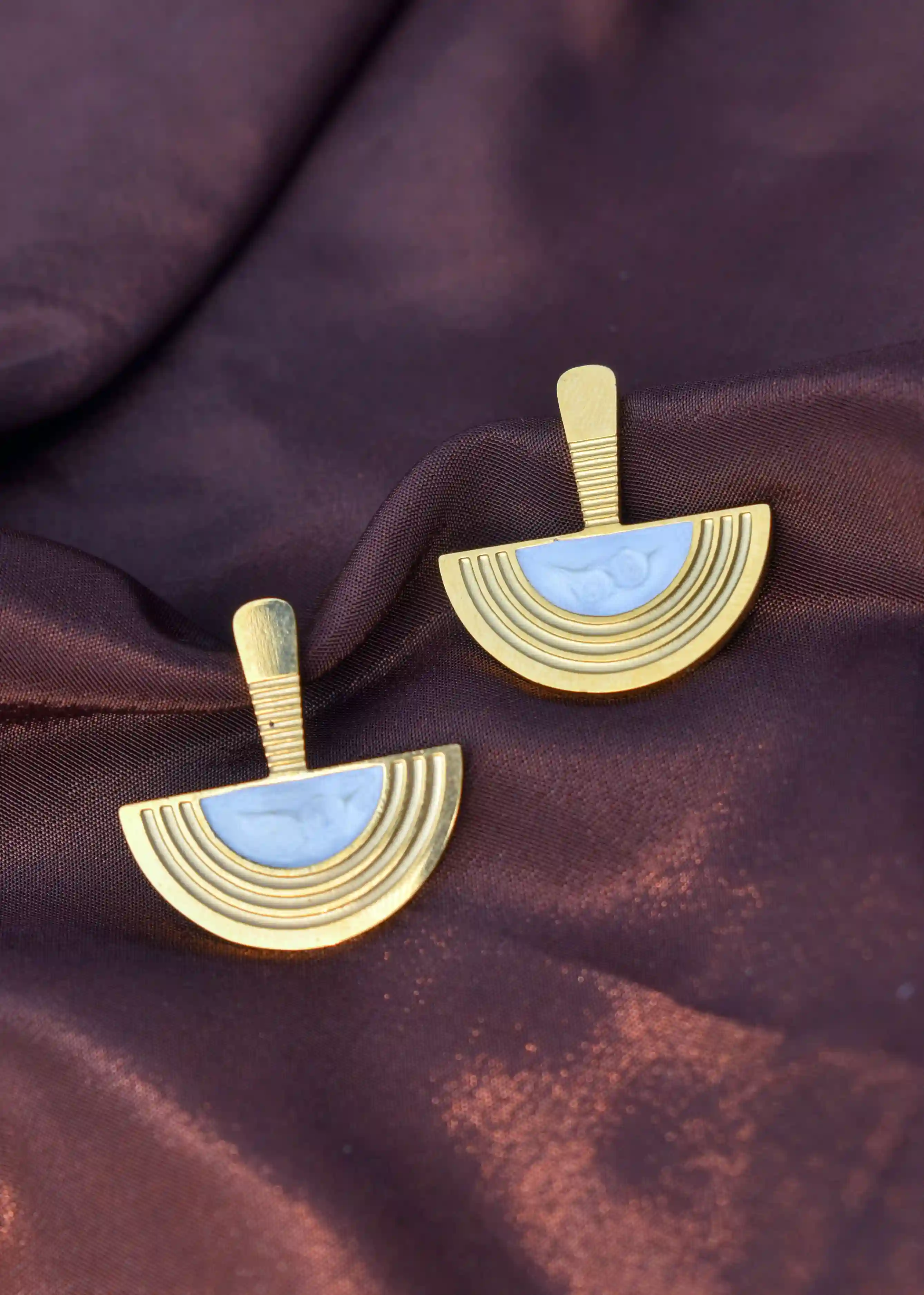 Golden Half Mushroom Earring| Anti-Tarnish Coating - Hover Image