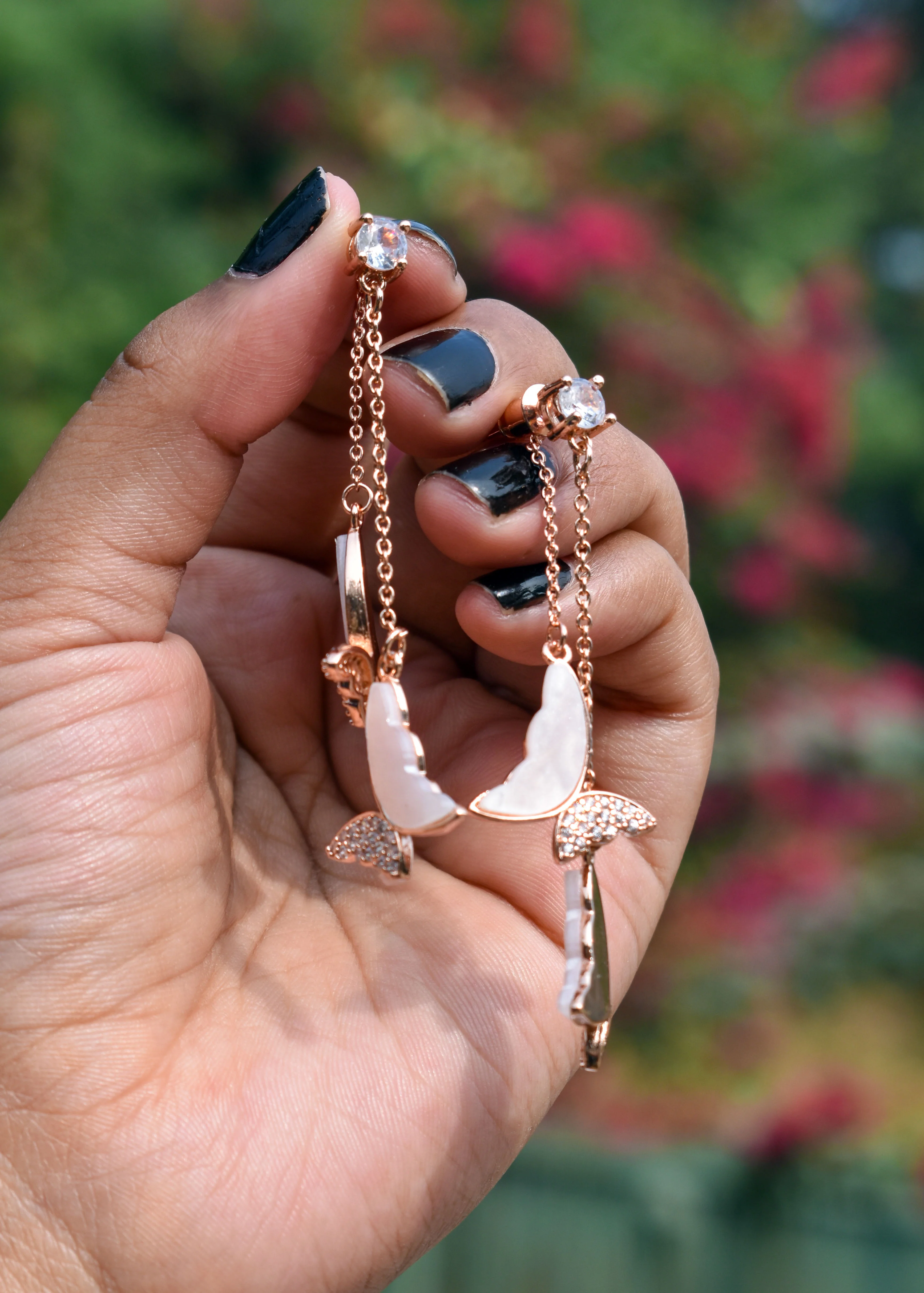 Hanging Butterflies Earring| Rose Gold Image