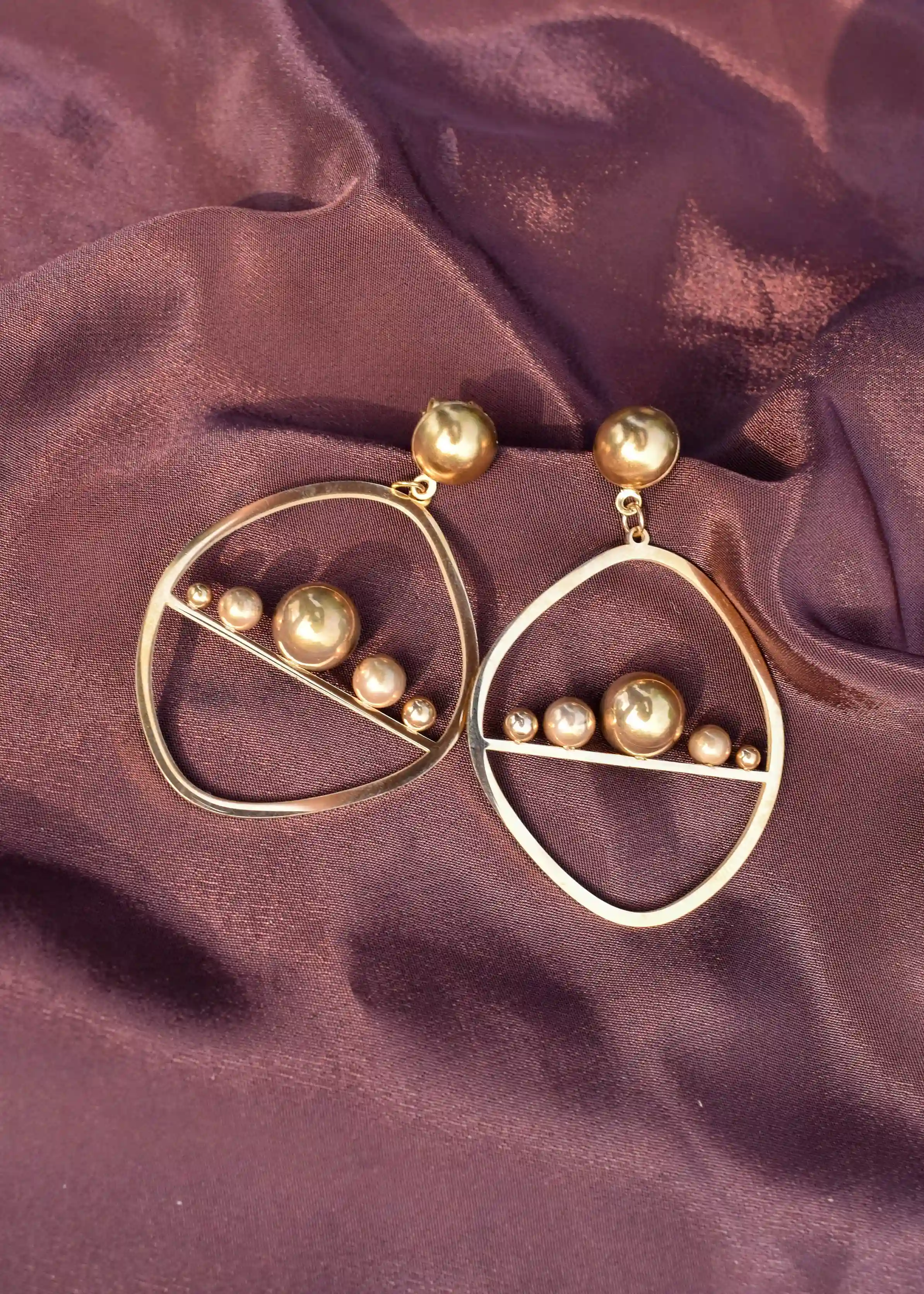 Golden Ball Earrings| Anti-Tarnish Image