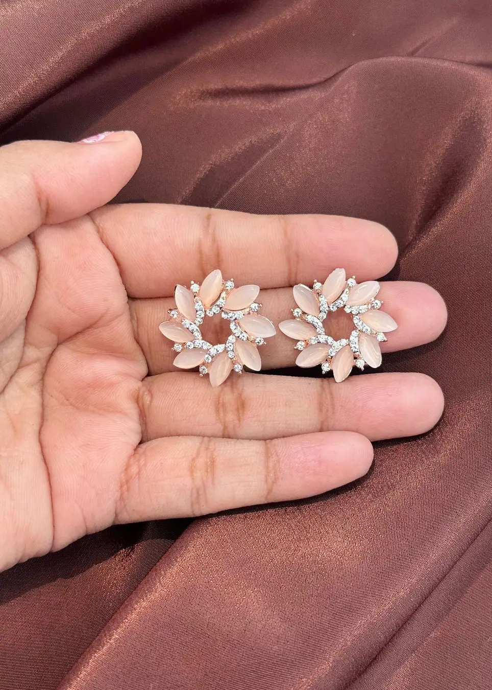 Floral Shaped Stud Earrings| Korean Style| Minimalistic Earring - Hover Image