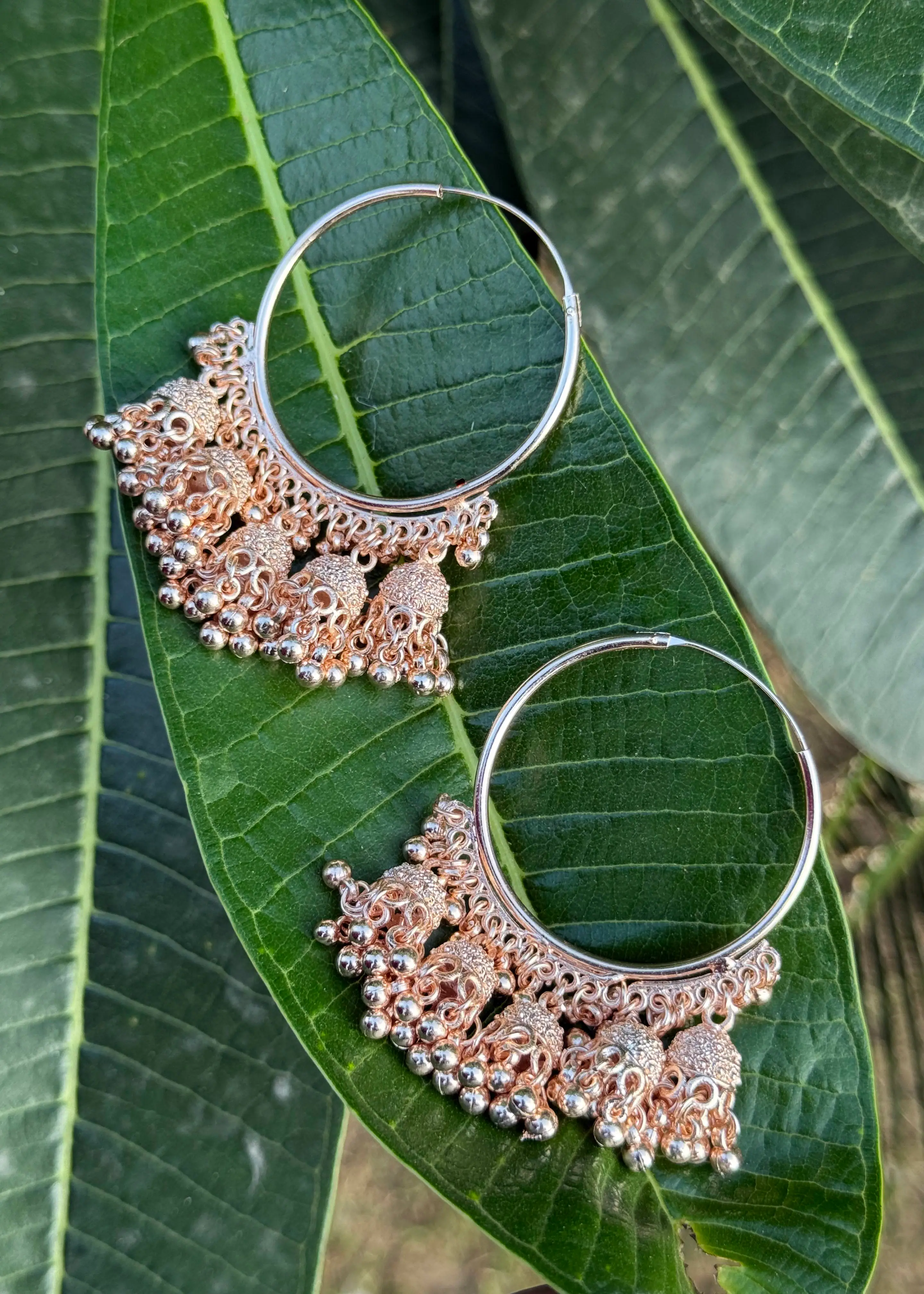 Rose Gold Big Jhumki| Large Size Earrings| Indian Style| Ethnic Design - Hover Image